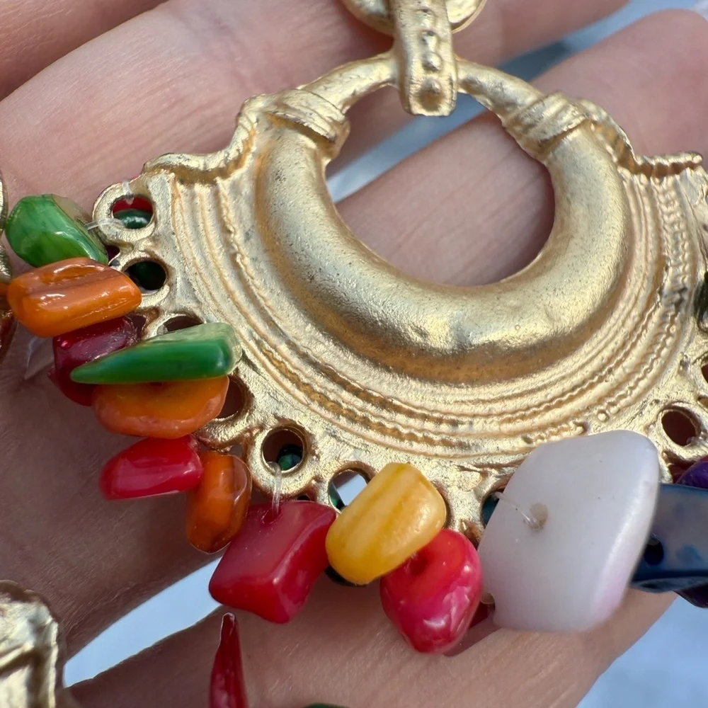 Summer Colorful Gemstone Hoop Earrings